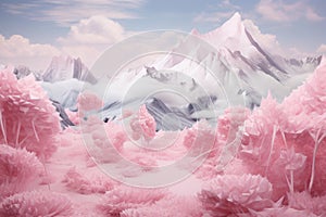 Delicate Snow mountain frozen rose. Generate Ai