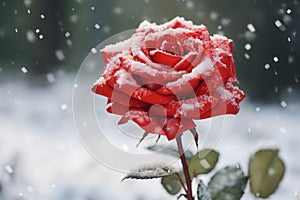 Delicate Snow rose garden. Generate Ai