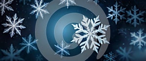 Delicate Snowflakes on Dark Blue Background