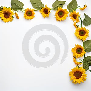 Delicate Sunflower Border Crisp Copy Space