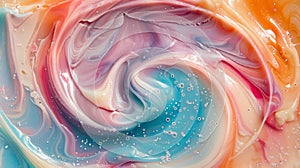 Delicate swirls of color captured within a transparent bar of soap showcasing its natural ingredients