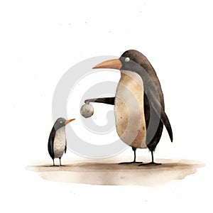 Delicate Toy Penguin Portrait Illustration With Forced Perspective