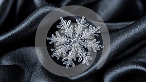 Frosted Snowflake on Dark Satin Background photo