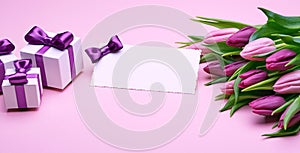Delicate tulips and gift accessories