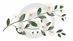 A delicate twig decor, a springflower, a summer bloom, a wildflower, and a soft bud. This illustration is flat graphic