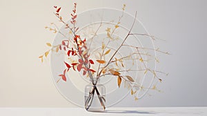 Delicate Vase With Vray Tracing: Red And Amber Branches