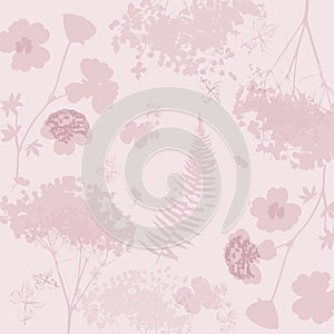 Delicate vector pattern with wild flowers