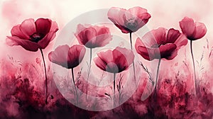 Soft Pink Watercolor Spring Flowers Background photo