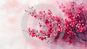 Soft Pink Watercolor Spring Flowers Background photo
