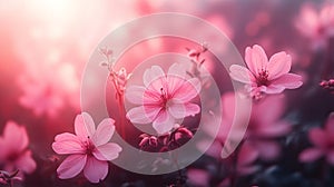 Soft Pink Watercolor Spring Flowers Background photo