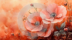 Soft Pink Watercolor Spring Flowers Background photo
