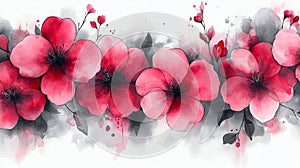 Soft Pink Watercolor Spring Flowers Background photo