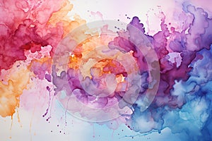 Delicate watercolor painted background in multi-colors, rainbow smoke-like design