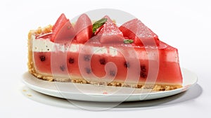 Delicate Watermelon Pie Dessert With Mint Slices photo