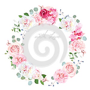 Delicate wedding floral vector design round frame
