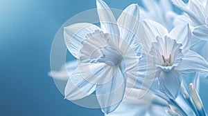 Delicate White Daffodils in Soft Blue Light