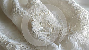 a close up of a white lace fabric