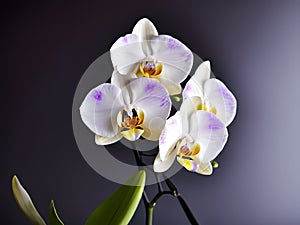 Delicate White Orchids with Subtle Purple Accents on Gradient Background photo