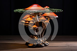 Delicate Wild mushroom on table. Generate Ai