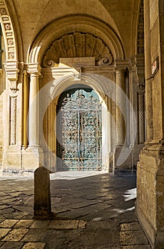 Delicate wrought-iron door on the Grandmaster`s Palace, Valletta