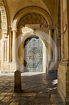 Delicate wrought-iron door on the Grandmaster`s Palace, Valletta photo