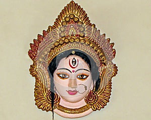 Delicately crafted face of godess Durga.