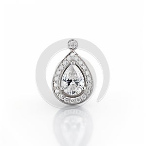 Delicately Detailed Pear Pendant With Diamonds In 18k White Gold