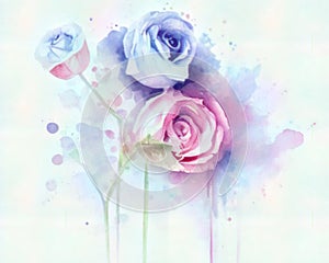 Delicately painted watercolor Flowers