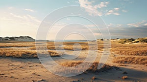 Delicately Rendered Dutch Landscape: Vray Ocean Dunes Field In 8k Resolution