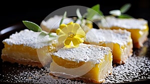 Delicately Sweet Lemon Bars With Powdered Sugar Topping