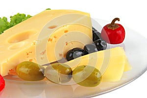 Delicatessen cheese served on dish