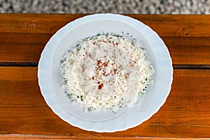 Delicios rice on with plate photo