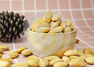 Delicious almonds in a bright, beautiful cup photo