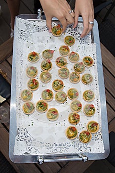 Delicious appetizer canapes
