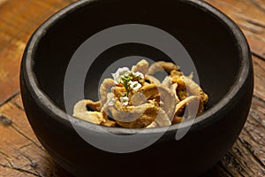 Delicious appetizer of fried pork rinds