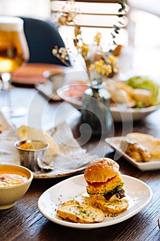 Delicious appetizer served on plate in restaurant