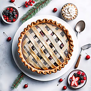 Delicious appetizing handmade pie for the holiday, isolated on a white background,
