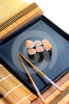 Delicious and appetizing salmon sushi