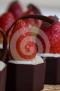 Delicious and appetizing Strawberry, cream and chocolate candy