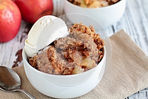Delicious Apple Crisp or Crumble and Ice Cream photo