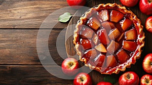 Delicious Apple Pie On Wooden Background