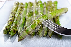 Delicious asparagus with Maldon salt photo