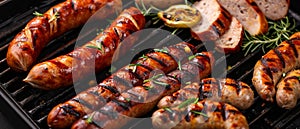 Delicious Assortment Of Grilled Sausages And Meats For A Summer Barbecue