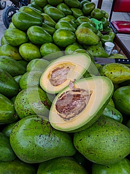 Delicious avocados been sold at farmers market at the small town of La Calera in Colombia photo