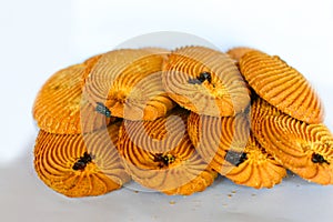 Delicious Backery Biscuits On White Background. photo