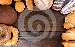 Delicious baked bread frame background