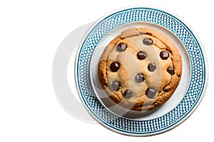 Delicious Baked Chocolate Chip Cookie on Plate. Transparent Background. Left Copy Space. Generative AI