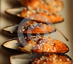Delicious baked mussles