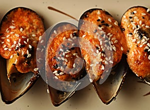 Delicious baked mussles