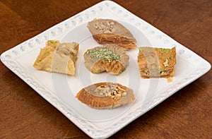 Delicious baklava covered with pistachio and almonds